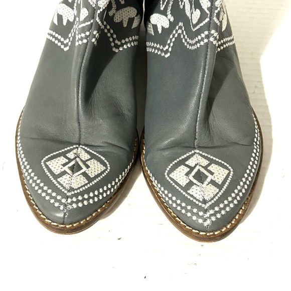PLOMO Embroidered Leather Ankle Boots Made In Spain Grey Zipper Size 36 US 5.5-6 - Picture 12 of 12